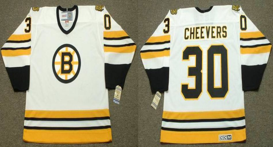2019 Men Boston Bruins 30 Cheevers White CCM NHL jerseys1